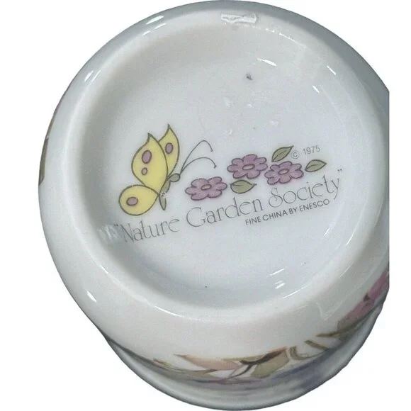 Rare 1975 Set Of 4 Enesco Nature Garden Society Butterfly Garden Mug Tea Cups - Picture 4 of 5